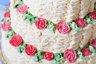 Bir krem dekor kalktı close-up kremalı pasta