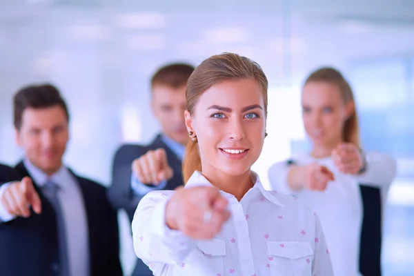 Grupo de empresários apontando para você — Fotografia de Stock