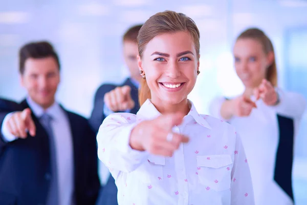 Grupo de empresários apontando para você — Fotografia de Stock