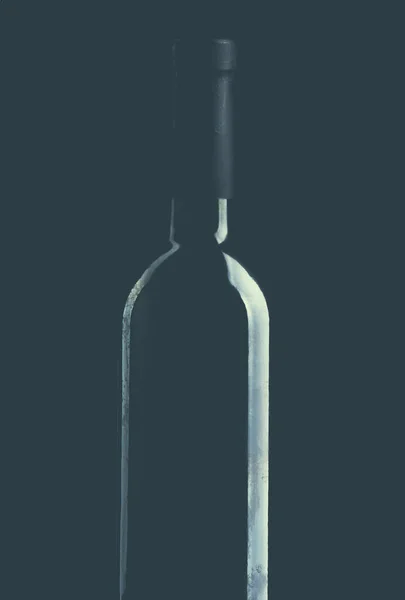 Wine bottle silhouette isolated on black background — Stock Photo, Image