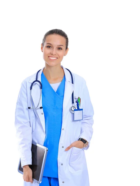 Beautiful caucasian nurse isolated on white background — Stock Photo, Image