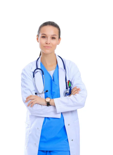 Beautiful caucasian nurse isolated on white background — Stock Photo, Image