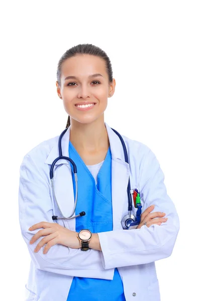 Beautiful caucasian nurse isolated on white background — Stock Photo, Image