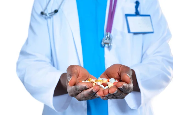 Tabletta egy kézben elszigetelt fehér háttér — Stock Fotó
