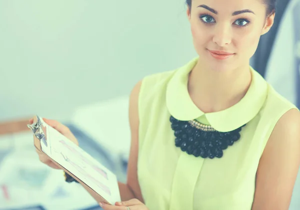 Modern young fashion designer working at studio. — Stock Photo, Image