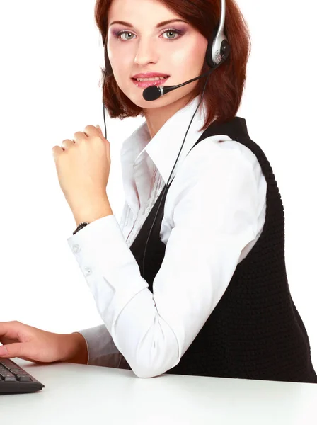 Schöne Geschäftsfrau mit Headset. Call Center — Stockfoto