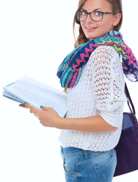 Retrato de una joven estudiante con libros de ejercicios . —  Fotos de Stock