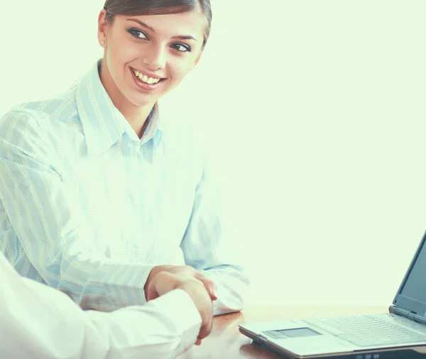 Young business team working on computer in office — Stock Photo, Image