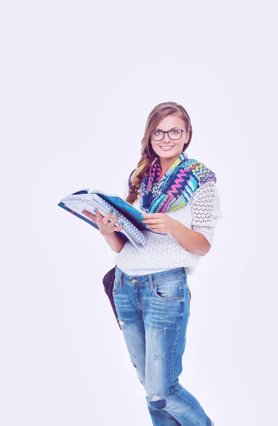 Retrato de una joven estudiante con libros de ejercicios . —  Fotos de Stock