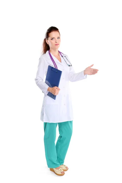 Female doctor giving his hand for a handshake — Stock Photo, Image