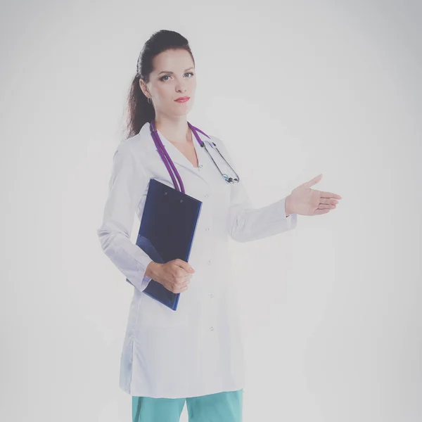 Female doctor giving his hand for a handshake — Stock Photo, Image