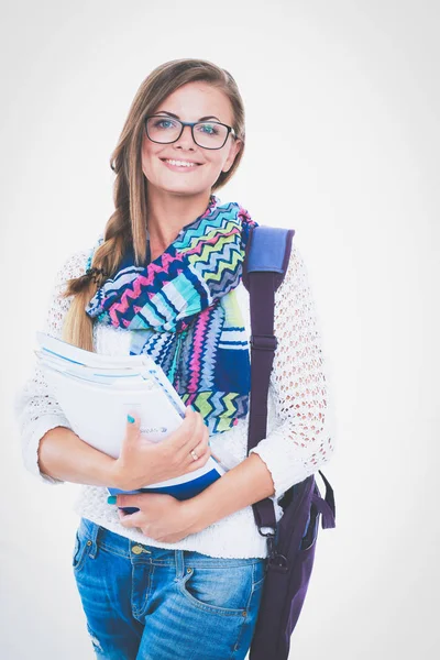 Retrato de una joven estudiante con libros de ejercicios . —  Fotos de Stock