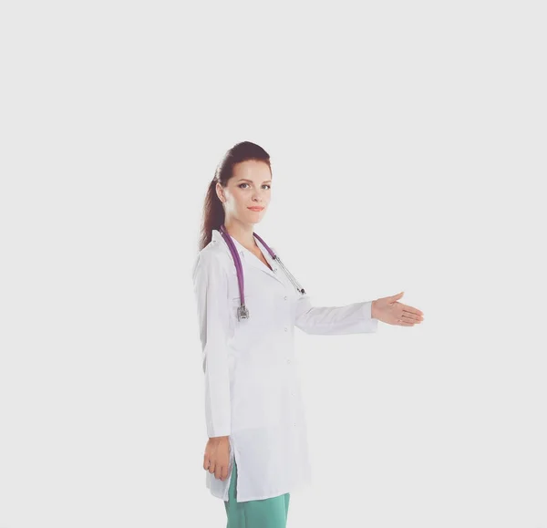 Kobieta lekarz podając rękę za uścisk dłoni — Zdjęcie stockowe