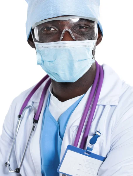 Ritratto di un medico isolato su sfondo bianco — Foto Stock
