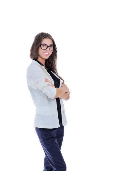 Young woman standing, isolated on white background. Young woman. — Stock Photo, Image