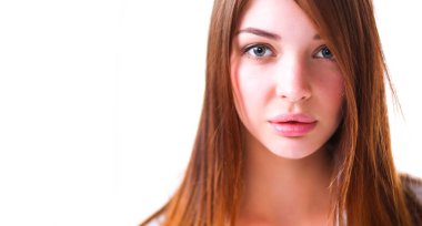 yatak yatak odası, güzel bir kadın portresi