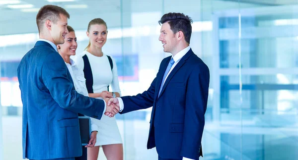 Business people with their hands together in a circle . Business people. — Stock Photo, Image