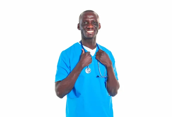 Portrait of a doctor man standing isolated on white background. Doctor. Clinic — Stock Photo, Image