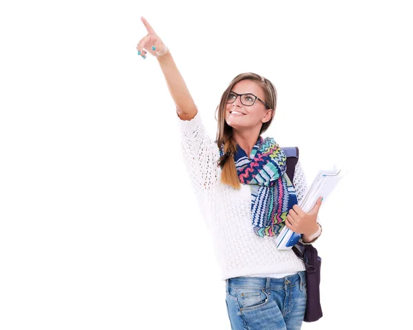 Portrait d'une jeune étudiante tenant des cahiers d'exercices. Étudiant. Université — Photo