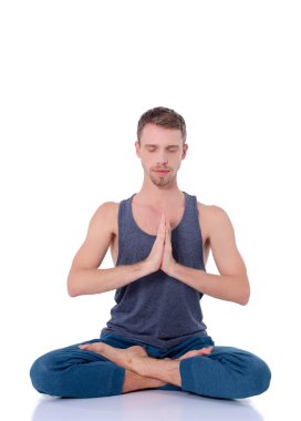 Pratik Yoga bir genç adam. Yoga. Yoga eğitmeni