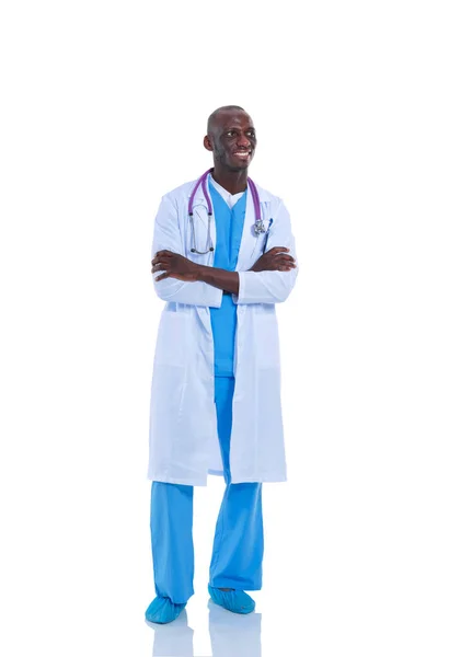 Portrait of a doctor man standing isolated on white background. Doctor. Clinic — Stock Photo, Image