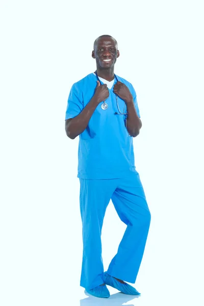 Portrait of a doctor man standing isolated on white background. Doctor. Clinic — Stock Photo, Image