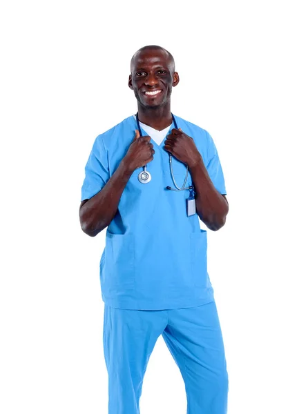 Portrait of a doctor man standing isolated on white background. Doctor. Clinic — Stock Photo, Image