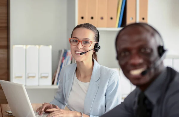 Portrait of an African American young business man with headset. — Stock Photo, Image