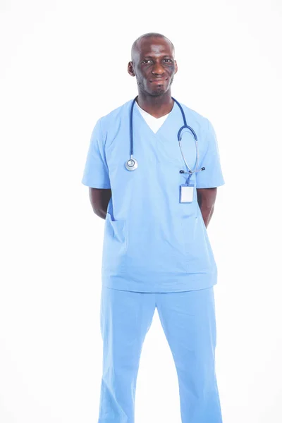 Portrait of a doctor man standing isolated on white background. Doctor. Clinic — Stock Photo, Image