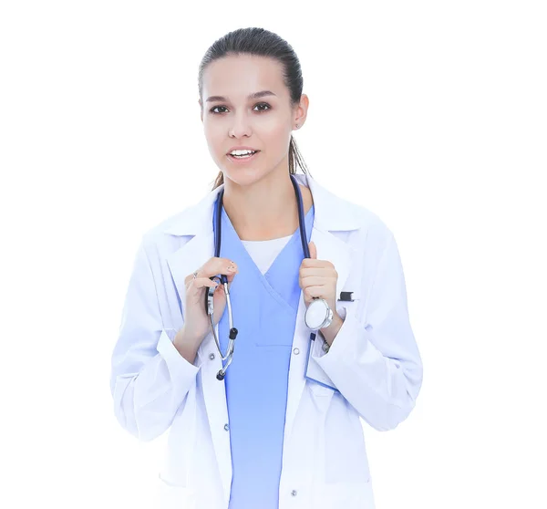 Beautiful caucasian nurse isolated on white background — Stock Photo, Image