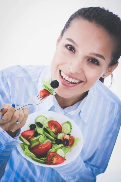 Una bella ragazza che mangia cibo sano. Bella ragazza — Foto Stock