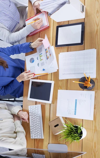 Image of business partners discussing documents and ideas at meeting — Stock Photo, Image