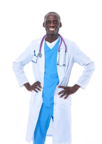 Portrait of a doctor man standing isolated on white background. Doctor. Clinic — Stock Photo, Image