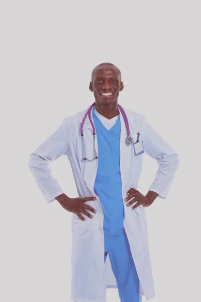 Portrait of a doctor man standing isolated on white background. Doctor. Clinic — Stock Photo, Image