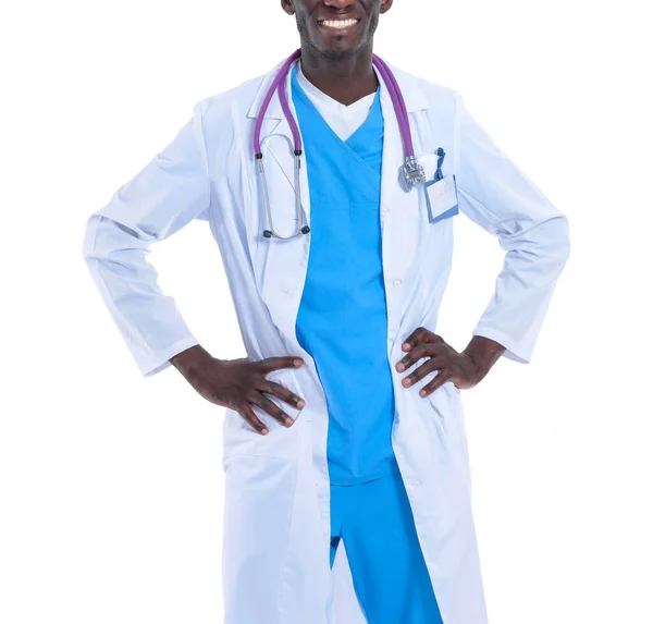 Portrait of a doctor man standing isolated on white background. Doctor. Clinic — Stock Photo, Image