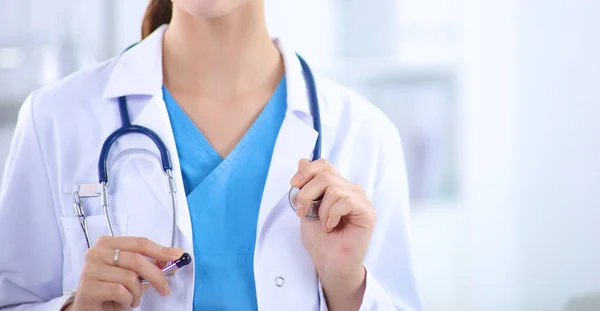 Medical team sitting at the table in modern hospital — Stock Photo, Image