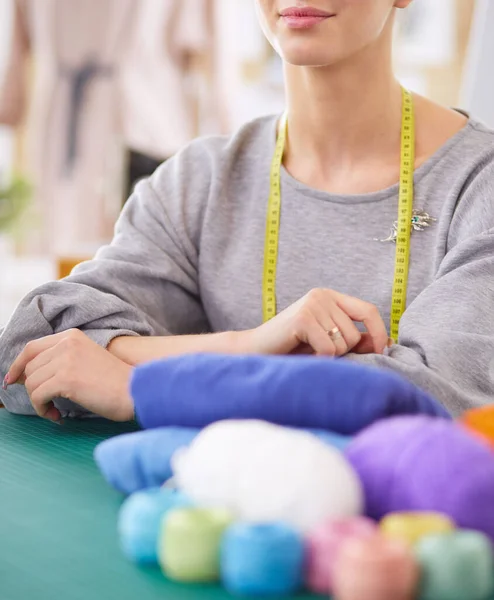 Woman professional fashion designer working in modern office — Stock Photo, Image