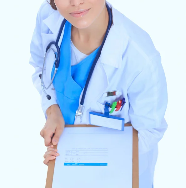 Female doctor with clipboard — Stock Photo, Image