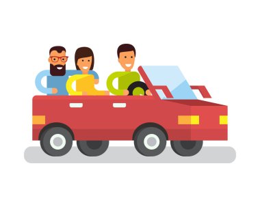 Araba yolculuğu. Turistik gezi otomobil ile seyahat. Düz tasarlamak