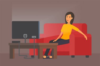 Tv önünde yorgun kadın