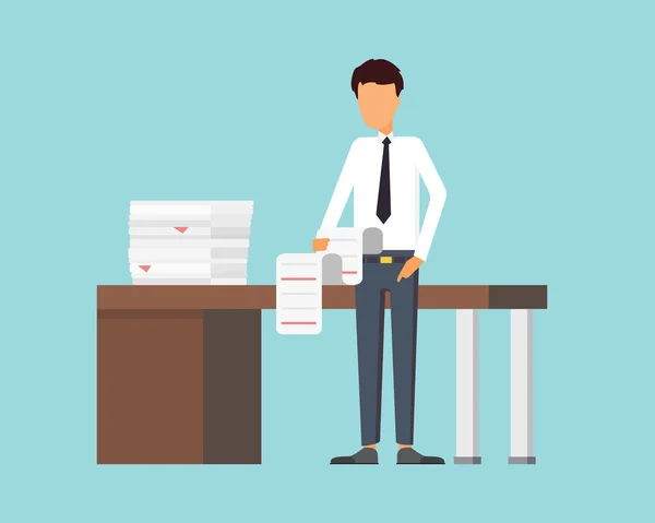 Paper work at office. Business man making a report. — Stock Vector