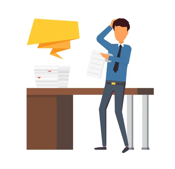 Paper work at office. Business man making a report. — Stock Vector