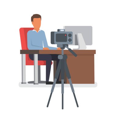 Blogger video yapım akışı. Vlogger vektör çizim