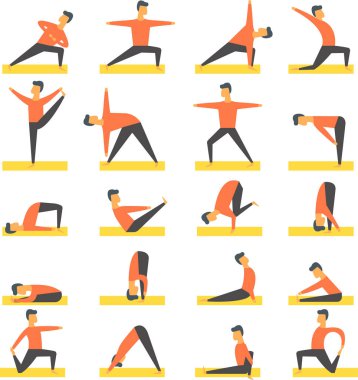 Yoga pozlar asanas vektör ayarla.