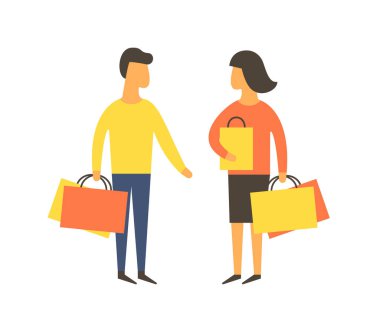 Çanta alışveriş insanlarla. Vektör çizim