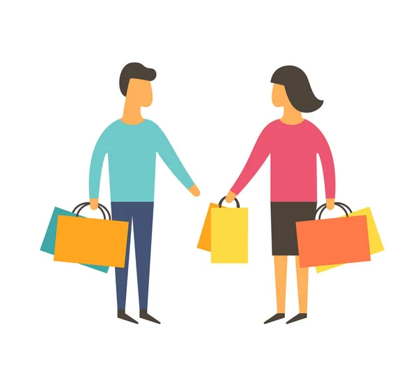 Shopping people with bags. Vector illustration — Stock Vector