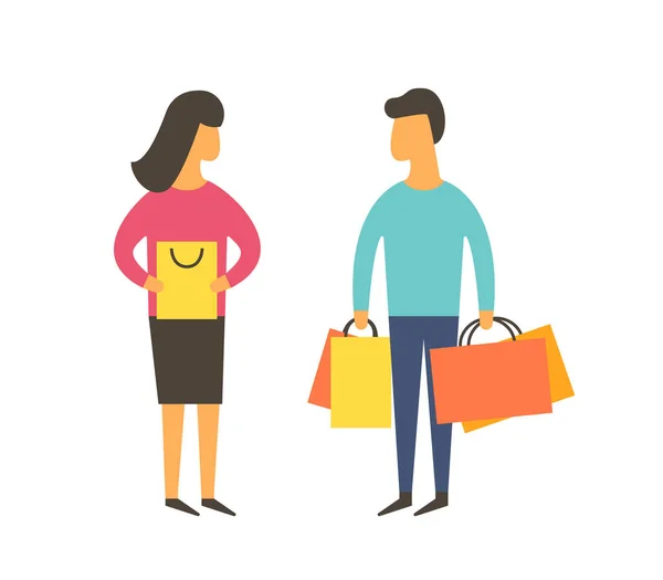 Shopping people with bags. Vector illustration — Stock Vector