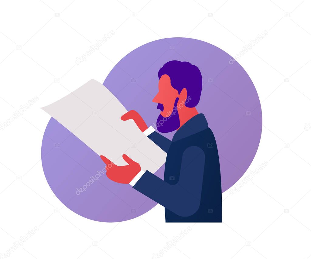 Business man holding document