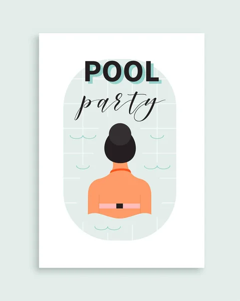 Cartaz de festa na piscina. Convite vetorial para o evento de praia . —  Vetores de Stock