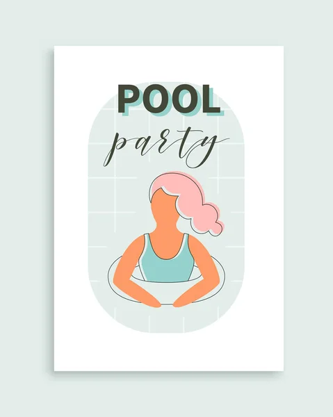 Cartaz de festa na piscina. Convite vetorial para o evento de praia . —  Vetores de Stock